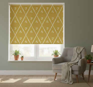 Yellow blind with geometric rhombus design - TenStickers