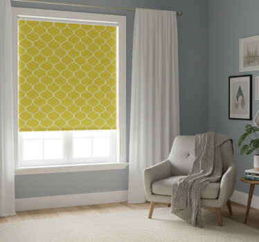 Estor enrollable amarillo con patrón de líneas geométricas - TenVinilo