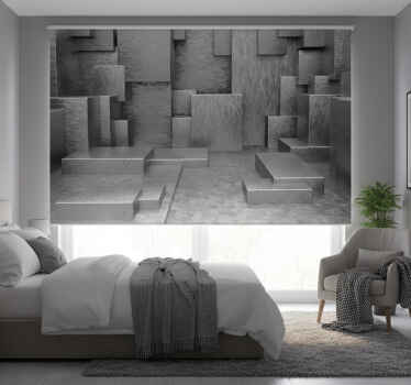 グレー ブラインド 幾何学的抽象ブロック - TENSTICKERS