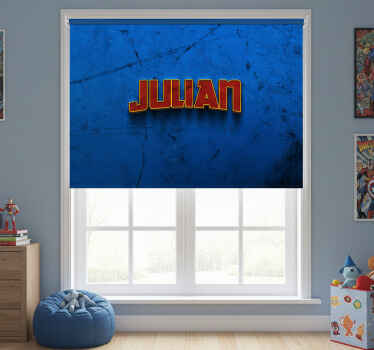 Blue blind superhero wall art with name - TenStickers
