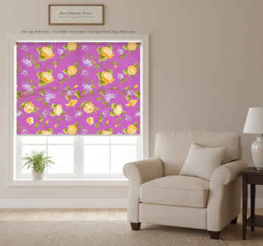 ブラインド 紫 花のブロッサムパターン - TENSTICKERS