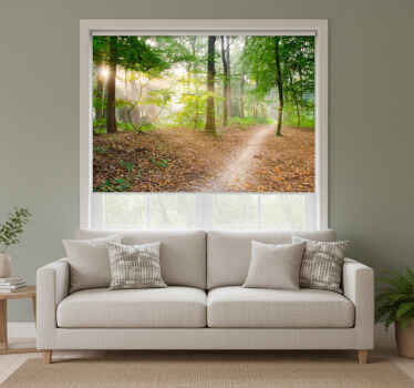 Living room blind forest path serenity - TenStickers