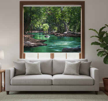 Living room blind forest and river design - TenStickers
