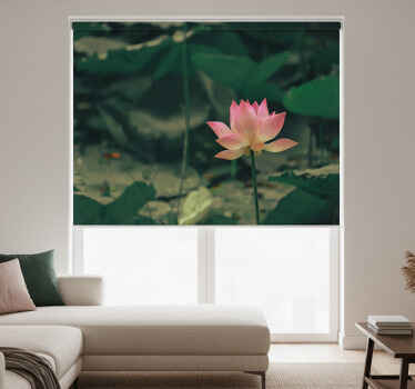 Green roller blind pink blossom - TenStickers