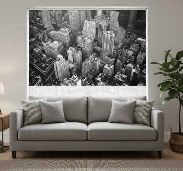 Living room blind new york aerial black and white - TenStickers
