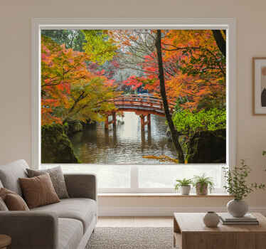 Living room blind japanese garden forest - TenStickers