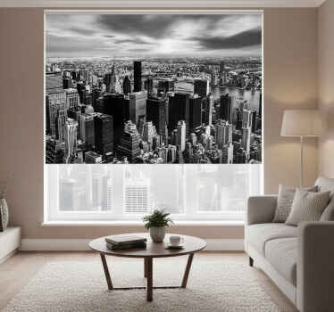 Living room blind urban skyline view - TenStickers