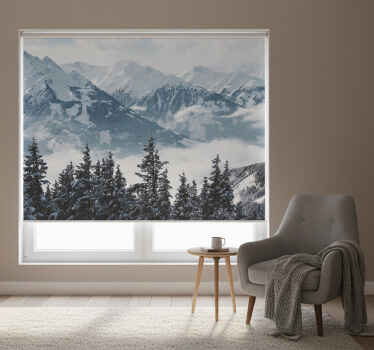 Living room blind with snowy mountains and trees - TenStickers