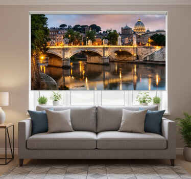 Living room blind view of rome from the tiber photomural - TenStickers