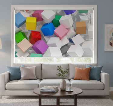Living room blind 3d colored cube wall mural - TenStickers