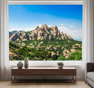 Living room blind montserrat cathedral mountain mural - TenStickers