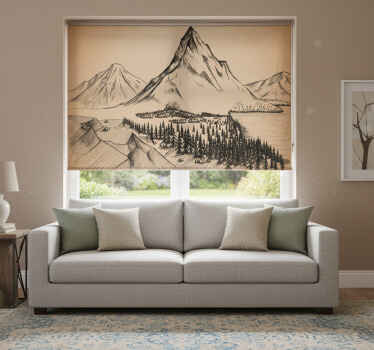 Living room blind forest etching - TenStickers