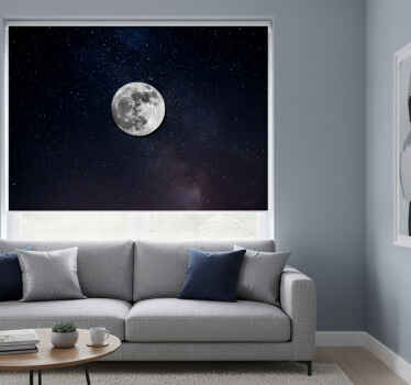 Living room blind grey moon in outer space - TenStickers