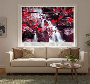 Living room blind waterfall spring forest design - TenStickers