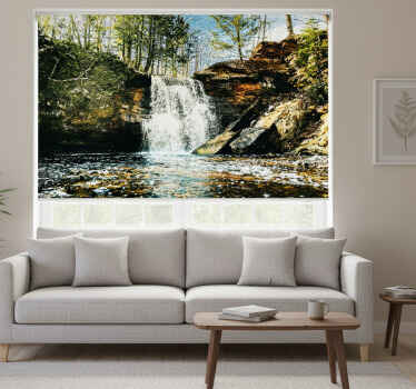 Living room blind landscape waterfall forest - TenStickers