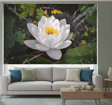 Living room blind white and yellow lotus - TenStickers