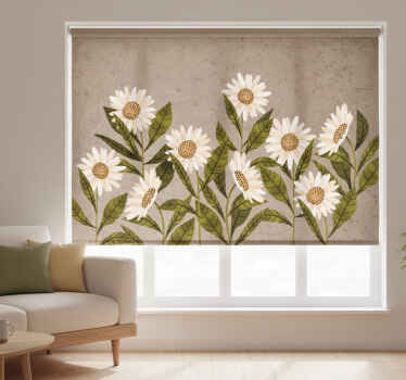 Living room blind vintage daisies design - TenStickers
