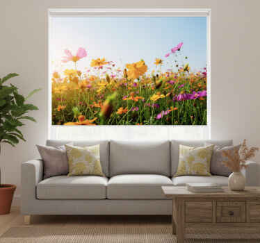 Living room blind with mixed flower designs - TenStickers