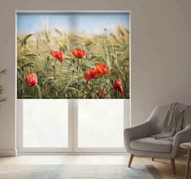 Living room blind poppies in summer wheat - TenStickers