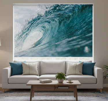 Living room blind great wave wall mural - TenStickers