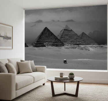 Living room blind wall mural of egyptian pyramids - TenStickers