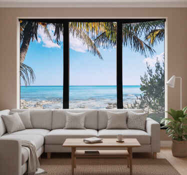 Living room blind with 3d sea view design - TenStickers