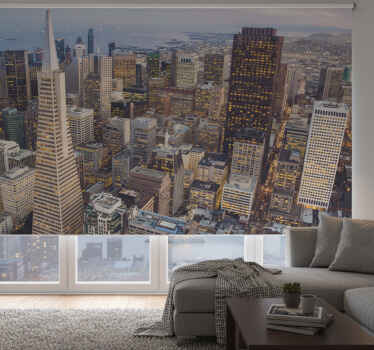 Living room blind inspired by san francisco's skylines - TenStickers