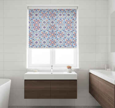 Toile fenêtre bleu motif céramique - TenStickers