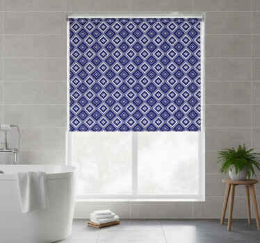 Toile fenêtre bleu motif losanges bleus - TenStickers