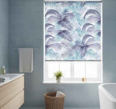 Toile fenêtre bleu palmiers et feuilles - TenStickers