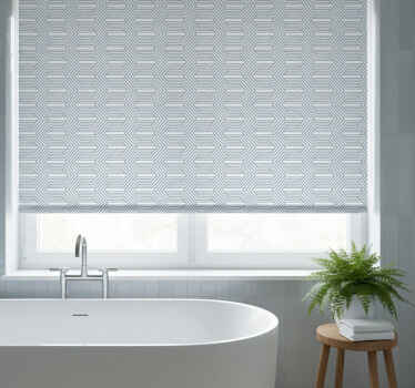 Cortina roller azul ilusión óptica líneas blancas - TenVinilo