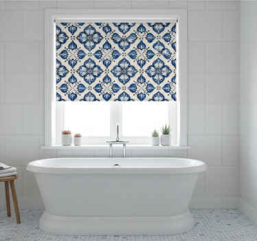 Toile fenêtre bleu motif floral bleu - TenStickers