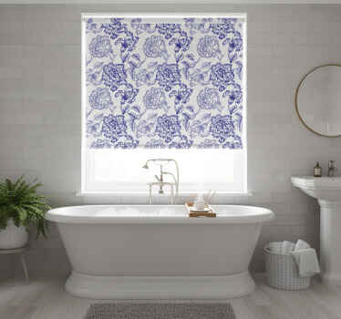 Toile fenêtre bleu motifs floraux élégants - TenStickers