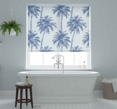 Toile fenêtre bleu motif palmiers - TenStickers