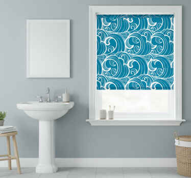Toile fenêtre bleu motif ondulé bleu - TenStickers