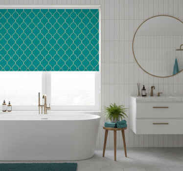 Toile fenêtre bleu motif or et turquoise - TenStickers