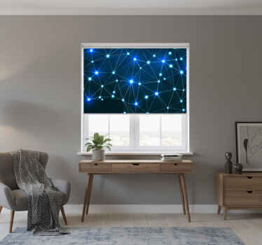 Niebieska roleta poligonowa mapa świata z blaskiem - TenStickers