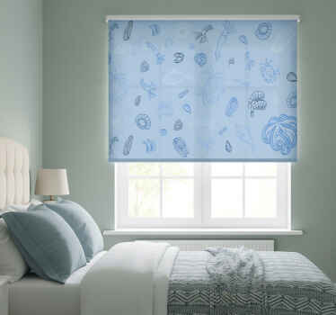 Estor enrollable azul patrón de mariscos - TenVinilo