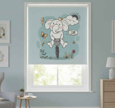 Niebieska roleta z motywem słonia - TenStickers