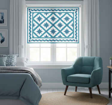 Niebieska roleta w geometryczne gwiazdy - TenStickers