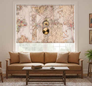 Rolgordijn woonkamer vintage wereldkaart - TenStickers