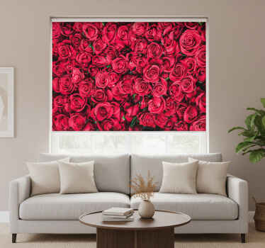 Rolgordijn woonkamer rode bloemen met textuur achtergrond - TenStickers