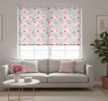 Rolgordijn woonkamer pastel kleur pioenrozen - TenStickers