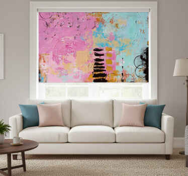 Rolgordijn woonkamer abstracte schilderij origineel - TenStickers