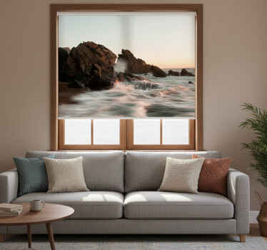 Rolgordijn woonkamer atlantische golven - TenStickers