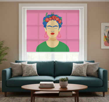 Rolgordijn woonkamer frida kahlo popart ontwerp - TenStickers