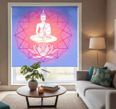 Rolgordijn woonkamer mandala boeddha mediterend - TenStickers