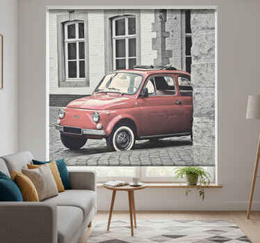 Rolgordijn woonkamer vintage oude fiat 500 - TenStickers