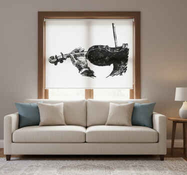 Rolgordijn woonkamer handgetekende violist muzikant - TenStickers