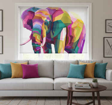 Rolgordijn woonkamer multicolor realistische olifant - TenStickers